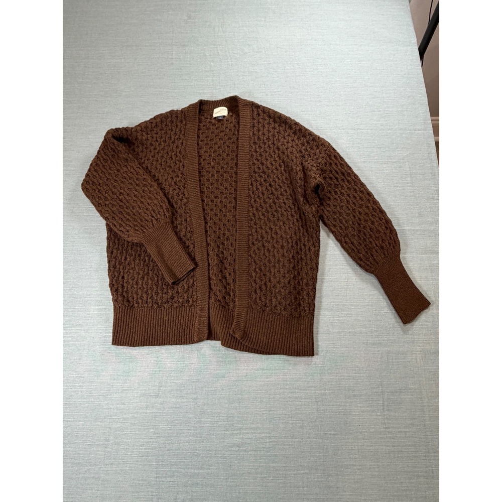 Universal Thread Cardigan Large Brown Excellent Popcorn Knit Balloon Sleeves